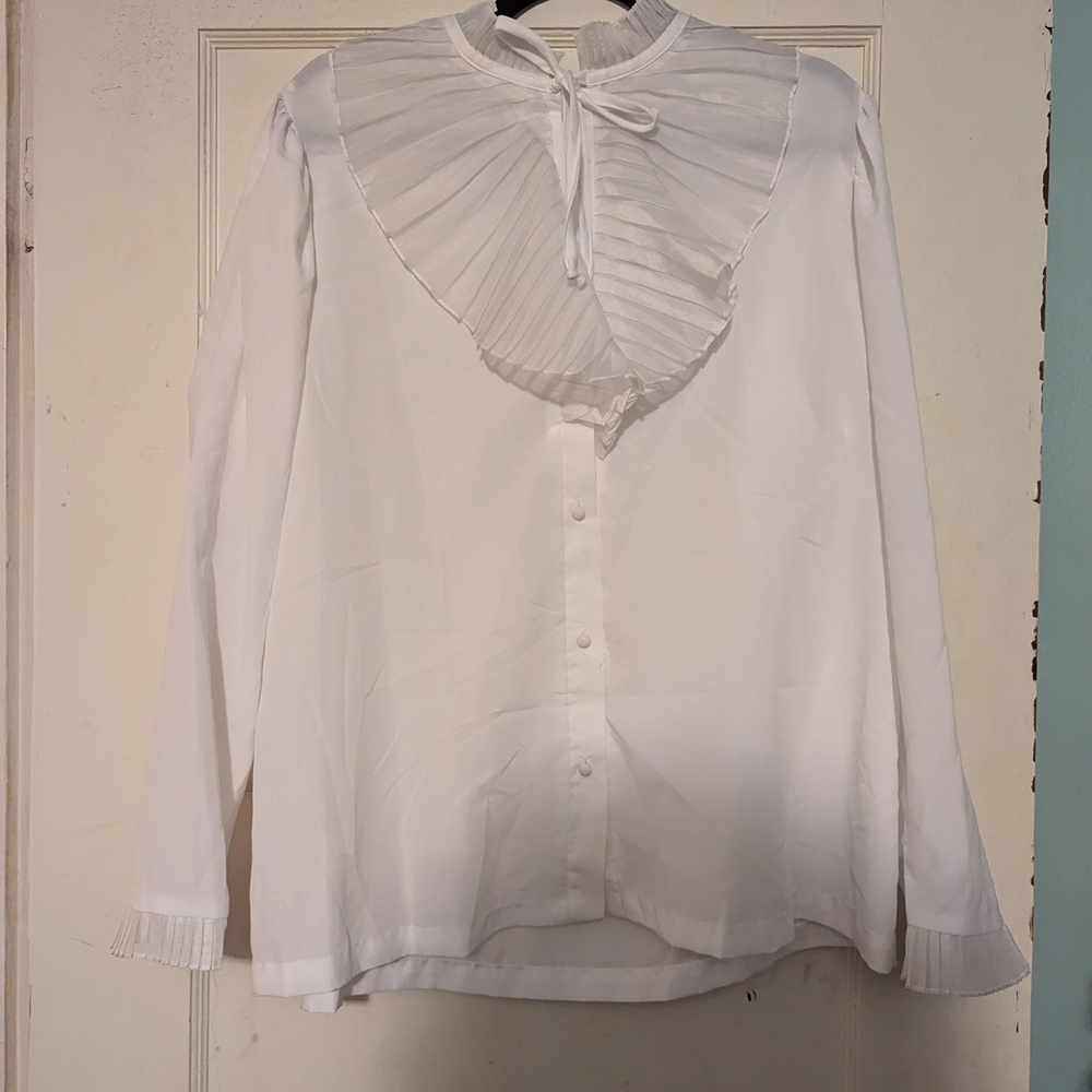 Vintage Pleated Ruffle Collar Blouse
